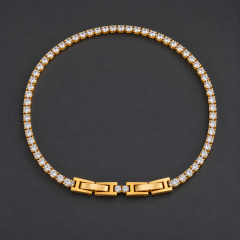 Glitzerndes Armband mit Zirkonia – goldfarben - 2mm
