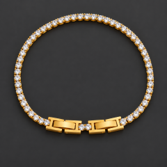 Glitzerndes Armband mit Zirkonia – goldfarben - 3mm