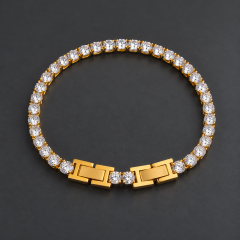 Glitzerndes Armband mit Zirkonia – goldfarben - 4mm