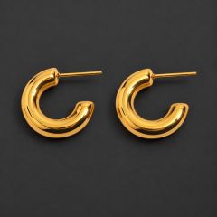 Goldfarbene breite Creolen, 20 mm
